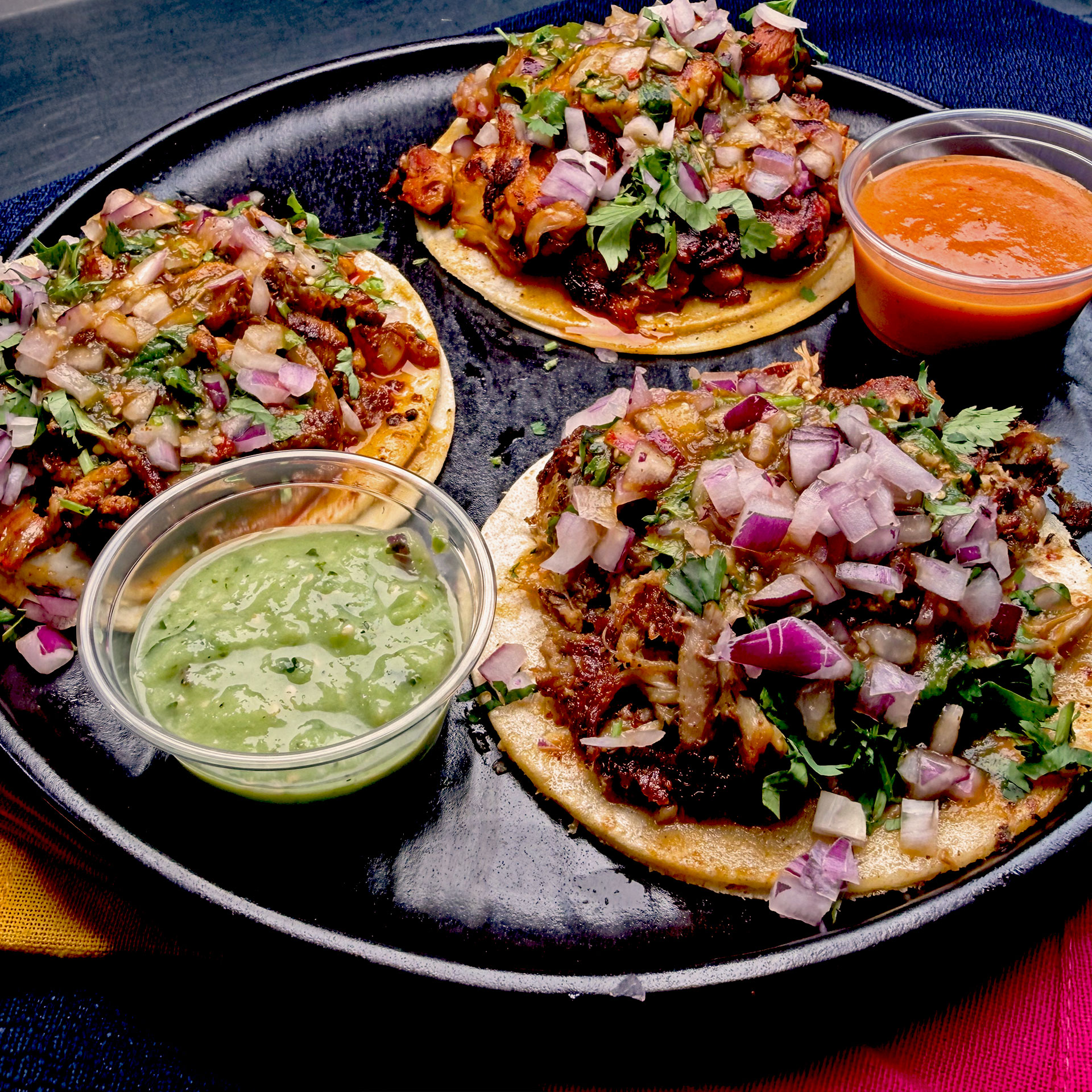 Al Pastor, Carnitas & Grilled Chicken Tacos